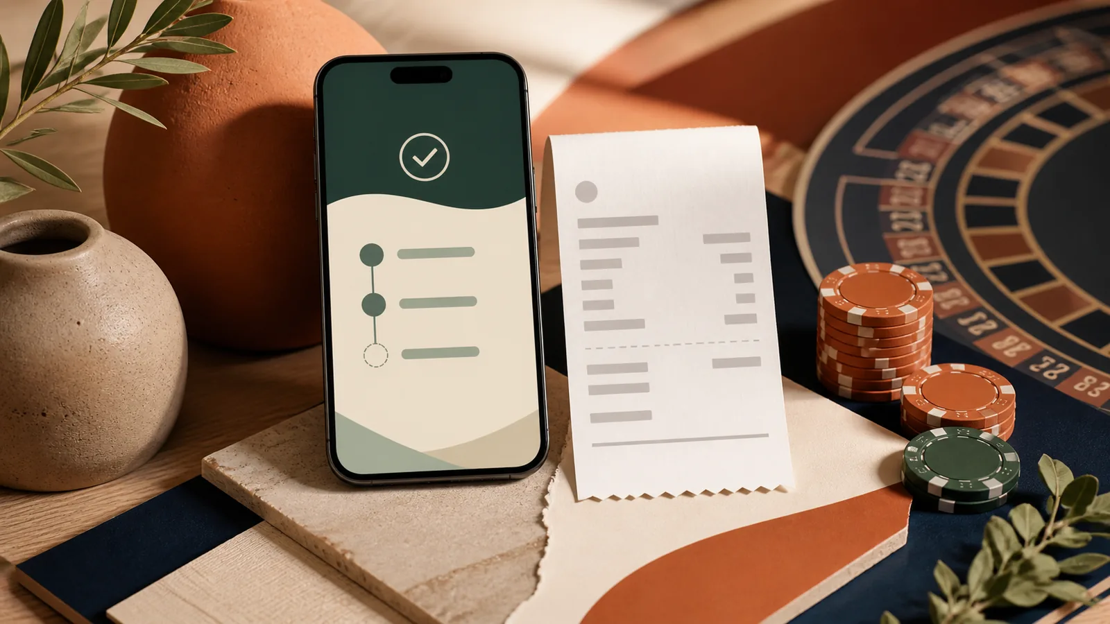 Composição editorial de pagamento digital e comprovante sem dados reais